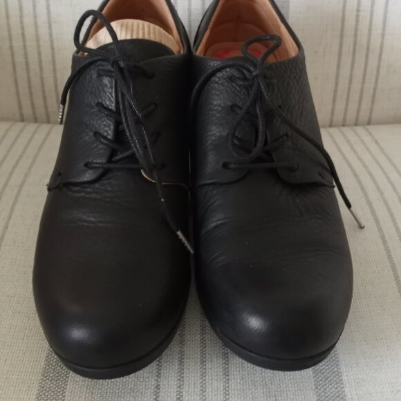 'Comfortiva' Pillow Top Memory Foam Black leather lace up New Without Box Size 8 - Picture 2 of 16